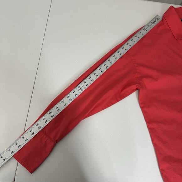 Monrow Womens Top Small Coral Pink Poplin Shirt Relaxed Fit Beachy Old Money - Picture 5 of 11